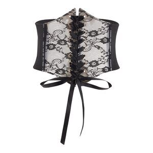 Black Lace Floral Corset Belt, Vintage Elastic Wide Waist Belt Lace-uptied👌